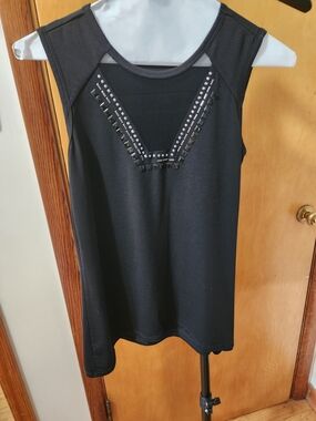 Source Unknown Black Embellished Sleeveless Tank Top